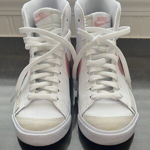 Nike 5Y White and Pink High Top Sneakers